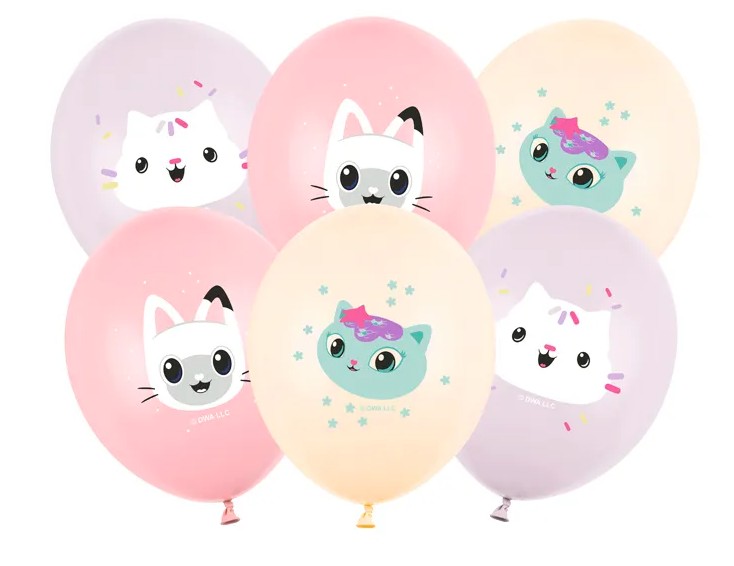 Balony gumowe 30cm Koci Domek Gabi 6szt SB14P-348-000-6 PartyDeco